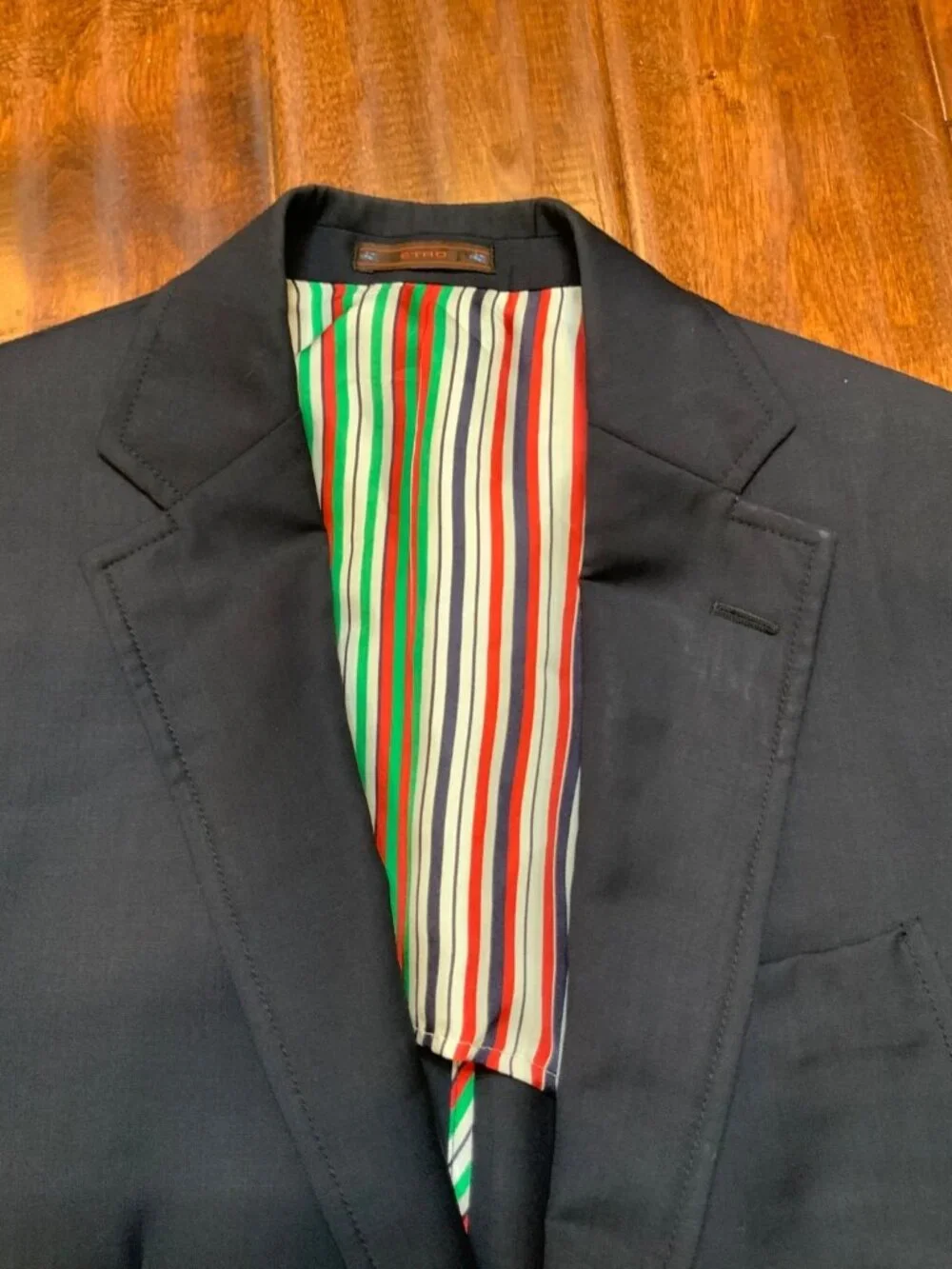 Etro Black Wool 2 Button Blazer, Size 48